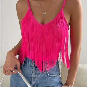 Hot pink fringe top size s